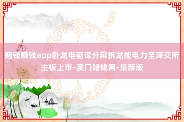 赌钱赚钱app卧龙电驱谋分辩拆龙能电力至深交所主板上市-澳门赌钱网-最新版